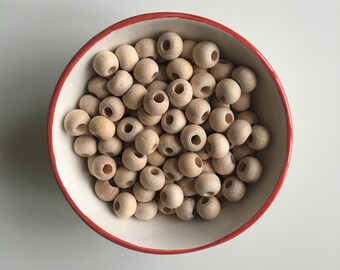 10 mm Unfinished Natural Wood Beads, Round Wooden Beads for DIY, Macrame, Dreamcatcher, Crafts Wood Bead, 1 cm Wood Bead