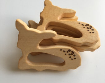 Natural Maple Wood Teether, Gazelle Wood Teether , Natural Raw Maple Wood Without Varnish, Deer Wooden Teether, Maple Teether