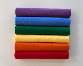 6 fogli feltro misto lana 9 x 12", fogli di feltro artigianale 20 x 30 cm, set di colori arcobaleno, fogli di feltro morbido, feltro misto lana, tessuto in feltro di lana