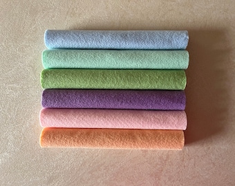 6 Sheets Wool Blend Felt 9 x 12", Craft felt sheets 20 x 30 cm, Set of Pastel Colors, Soft Felt Sheets, Wool Blend Felt, Wool Felt Fabric