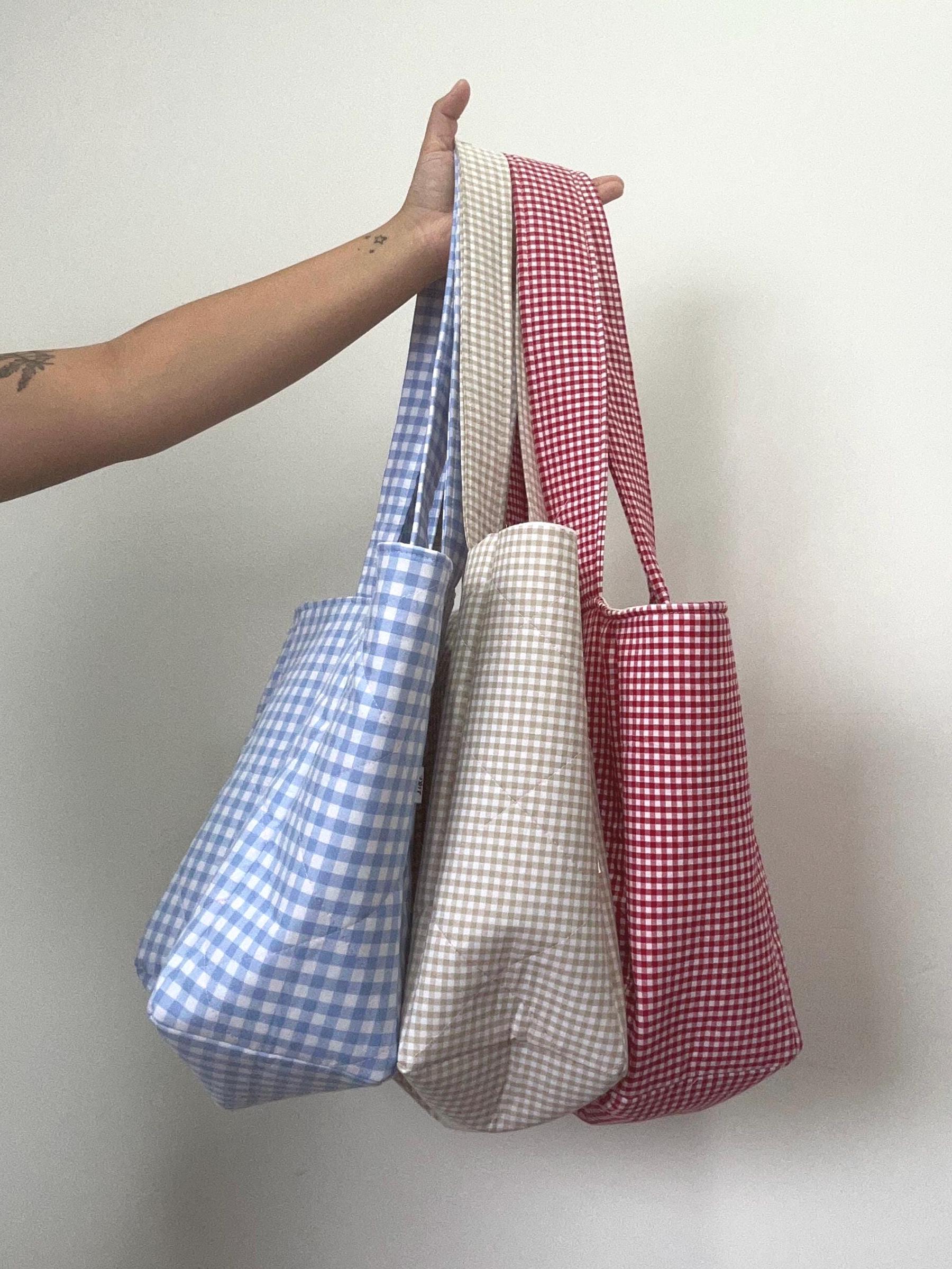 Gingham bag tote bag cute bag bag tote bag aesthetic bag quilted tote bag bow bag shoulder bag women cute tote bag handmadetote bag