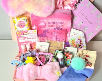 Caixa de presente para menina, cesta de aniversário com acessórios fofos, kit de banho infantil, cesta de aniversário divertida para meninas.