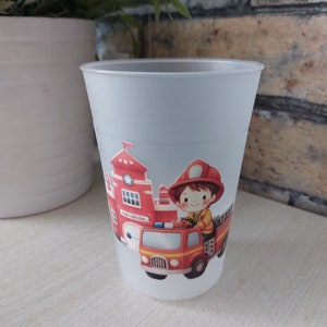 Aanpasbare plastic beker/glas Mijn kleine brandweerman afbeelding 1