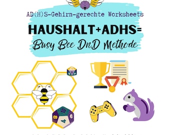 Household Busy Bee DnD Method ADHD Brain-Friendly ADHD Paralysis Education Tips Workbook Organization Digital Download PDF