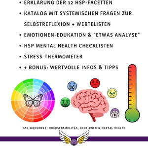 Spettro ad alta sensibilità HSP Quaderno di lavoro Auto-riflessione Emozioni Salute mentale AuDHS altamente sensibile Scarica PDF Versione 1.0 ('23)