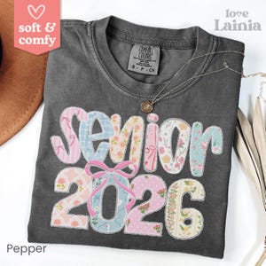Senior 2026 Shirt, Comfort Colors® Class of 2026 Graduation Tee, Preppy Senior Year TShirt, Cute High School Senior Grad Gift for Girls Tee