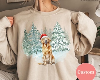 Custom Dog Christmas Sweatshirt Dog Mom Christmas Sweatshirt Puppy Christmas Party Sweatshirt Women Dog Lover Crewneck Xmas Dog Owner Gift