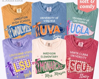 Personalized School Mascot TShirt, Custom College Tee with University Name, Group Teacher Team Shirts, School Spirit Shirt for Mom of Senior