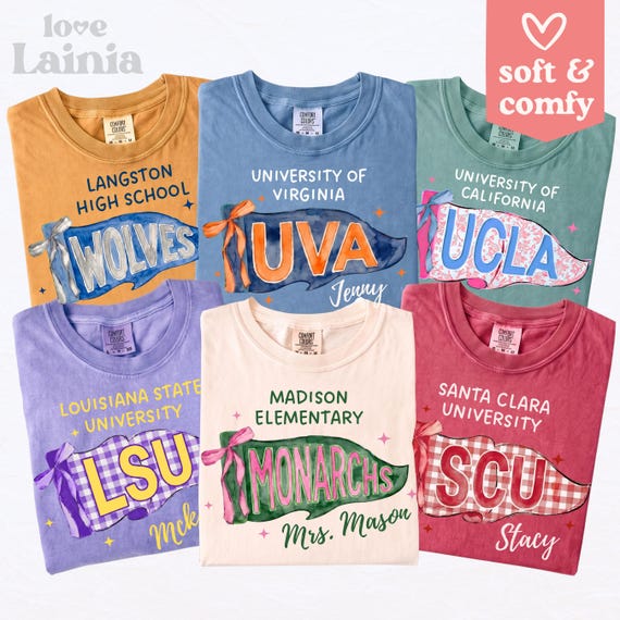 Personalized School Mascot TShirt, Custom College Tee with University Name, Group Teacher Team Shirts, School Spirit Shirt for Mom of Senior