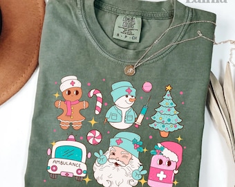 Nurse Christmas Shirt for Nurses Xmas Comfort Colors Christmas Shirt Nurse Holiday Shirt School Nurse Christmas Gift for Nurse Crew TShirt