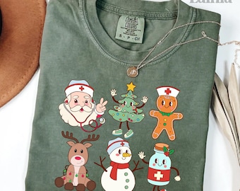 Comfort Colors Nurse Christmas Shirt for Nurses Xmas Shirt Nurse Holiday Shirt School Nurse Christmas Gift for Nurse Crew Christmas TShirt