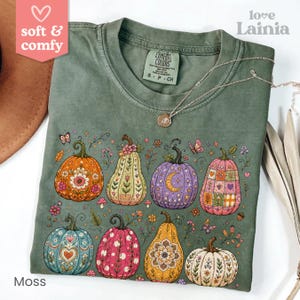Comfort Colors® Boho Pumpkin Shirt, Fall Pumpkin Patch Tshirt, Autumn Celestial Tee, Cozy Vintage Halloween Shirt