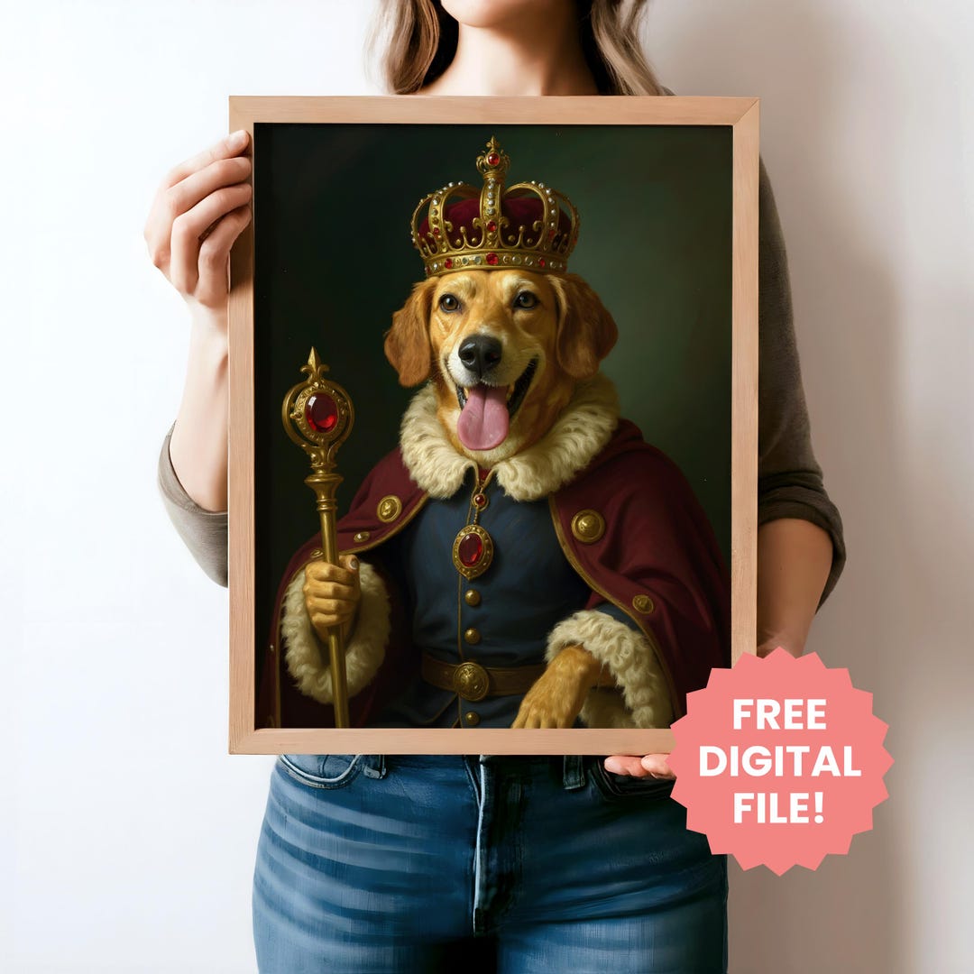 Custom Royal Pet Portrait Oil Painting Personalized Renaissance Dog ...