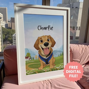 Custom Cartoon Pet Portrait From Pet Photo Personalized Dog Portraits Cartoon Pet Memorial Gift for Dog Loss Cartoon Pet Picture Animation