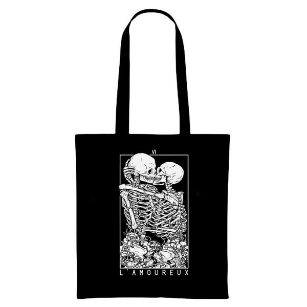 L’Amoureux The Lovers Tarot Wicca Coton Occulte Vegan Goth Rock Punk Emo Tote Sling Style Sac à bandoulière