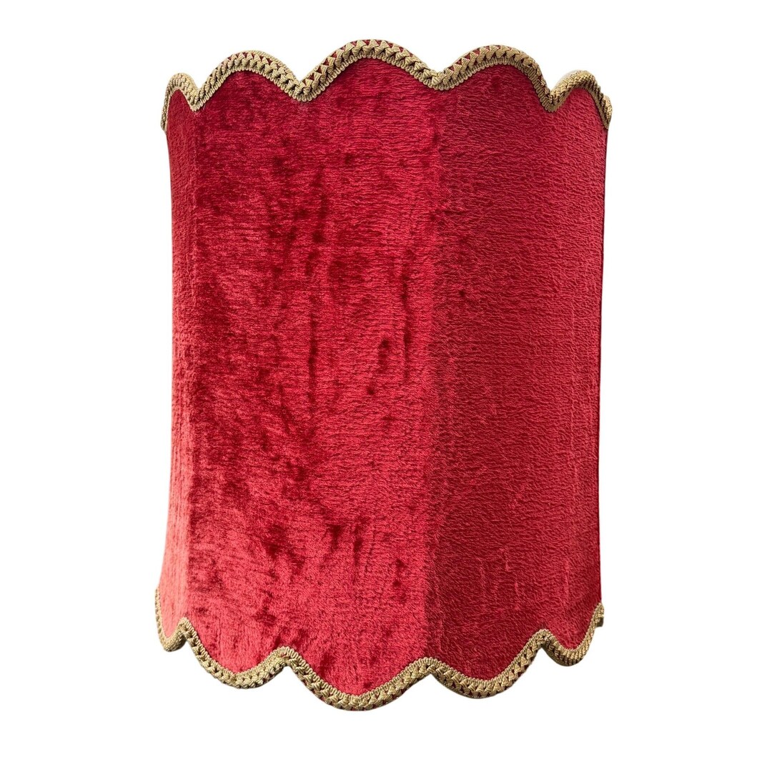 MCM Vintage Red Velvet Hanging Swag Lamp Shade 16.5x18 Elegant Room ...