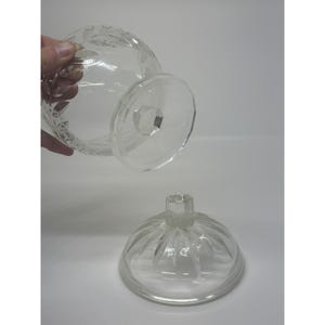 VTG Clear Glass Covered Candy Dish Bowl with Lid & Pedestal Base – 5.5" Tall