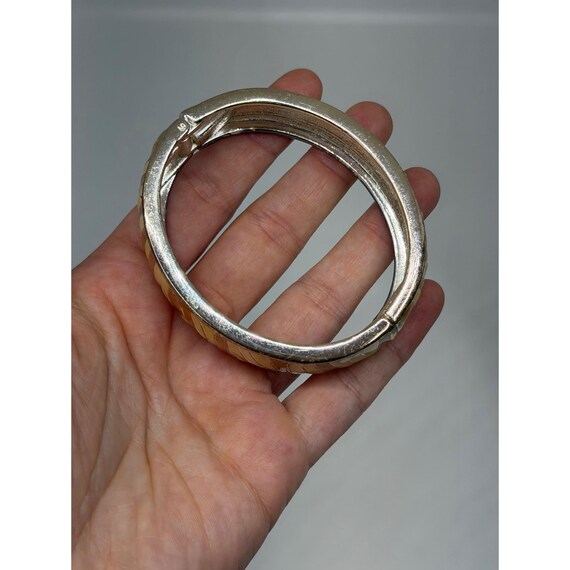 VTG 80s Zebra Stripe Pattern Enamel Clamper Bangl… - image 2