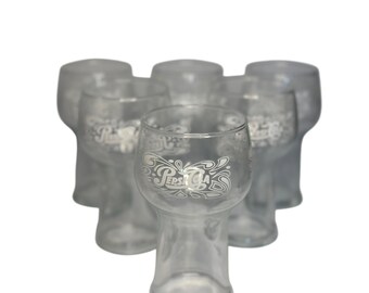 Vintage Pepsi-Cola Etched Drinking Glasses 6" Retro Pop Soda Tumblers Set of 6