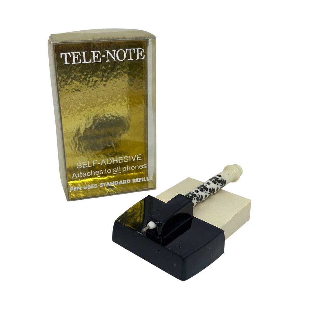 Vintage Tele-note Self-adhesive Phone Notepad Holder & Pen Set Boxed ...
