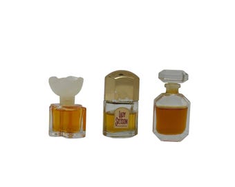 VTG Mini Perfume Bottle Trio Lady Stetson More Glass Assorted Shapes 0.13–0.25oz