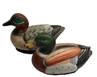 VTG Jasco Duck Decoy Clothes Brush Multi Color Figural Bird Set of 2 Taiwan