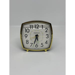 VTG Westclox Alarm Clock Made In USA Retro Square Woodgrain Finish NOT Working