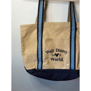 Bolso tote vintage de Disney World, lona color canela, 1971, Mickey Mouse, bolso de playa retro para viajes imagen 2