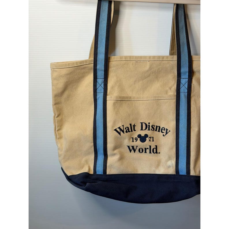 Bolso tote vintage de Disney World, lona color canela, 1971, Mickey Mouse, bolso de playa retro para viajes imagen 2