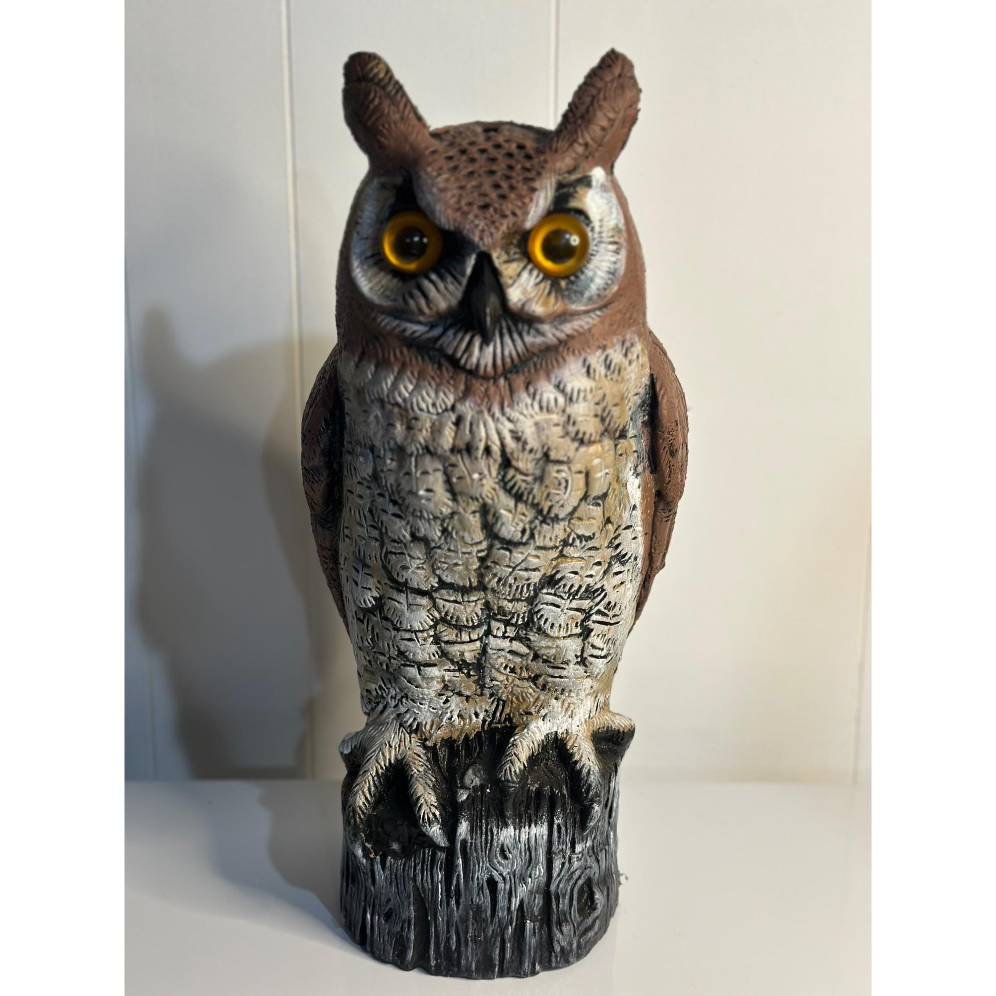 1990 Owl Blow Mold Vintage Scares Birds From Garden Dalen Products 16.5" USA