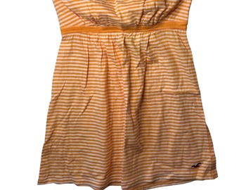 VTG Hollister Tube Top Orange Striped Y2K Bella Swan Strapless Shirt Womens XS