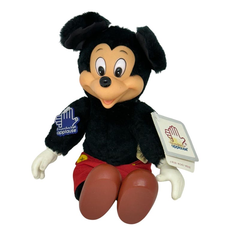 VTG 1981 Disney Applause Mickey Mouse Plush Stuffed Toy Doll 6.5"x9.5" w/ Tag afbeelding 1
