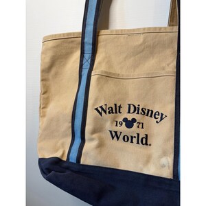 Bolso tote vintage de Disney World, lona color canela, 1971, Mickey Mouse, bolso de playa retro para viajes imagen 6