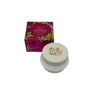 Vintage Avon To A Wild Rose Cream Sachet Jar EMPTY Collectible Box Floral Design