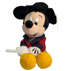 VTG Walt Disney World Mickey Mouse Plush Red White Blue Patriotic Flag Small 9" image 1