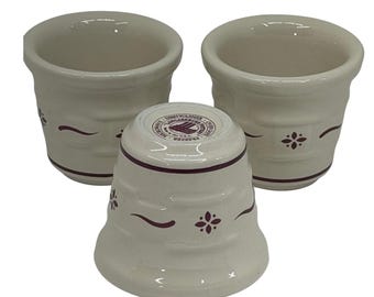 Longaberger Woven Traditions Votive Candle Holders Red Pottery Set of 3 USA Made