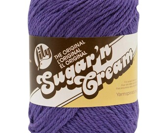 Lily Spinrite Sugars N Cream Yarn Solids "Grape" For Knitting & Crocheting