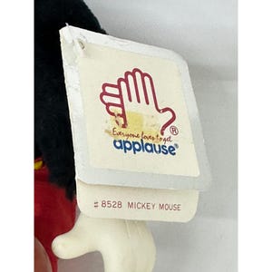 VTG 1981 Disney Applause Mickey Mouse Plush Stuffed Toy Doll 6.5"x9.5" w/ Tag afbeelding 2