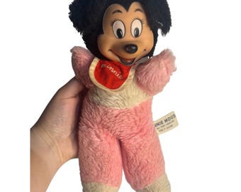 VTG 1950s Minnie Mouse Plush 10" Rare Walt Disney Productions Retro Stuffed Toy