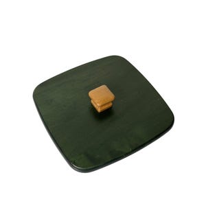 VTG Longaberger 2006 Square Basket Lid 5.5" Dark Green Wood Top w/ Knob Decor