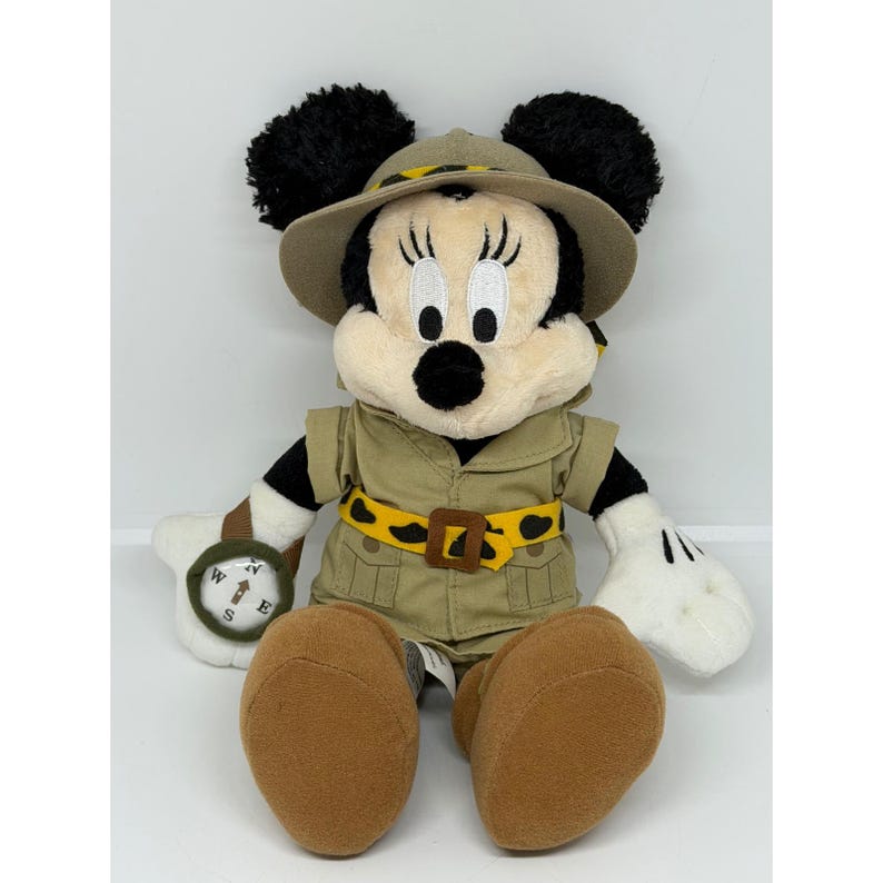 VTG Disney Minnie Mouse Tan Safari Plush Explorer Animal Kingdom WDW Compass Bild 2