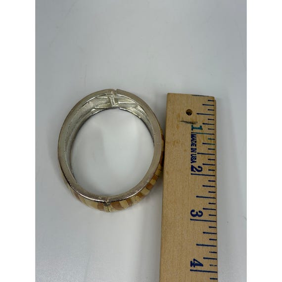 VTG 80s Zebra Stripe Pattern Enamel Clamper Bangl… - image 4