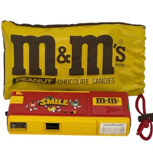 VTG M&Ms Camera Le Clic 110 Film Red Yellow Smile Characters Peanut Pouch Case