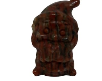 Carved Red Jasper Gnome Figurine 1" Miniature Santa Christmas Shelf Decor Brown