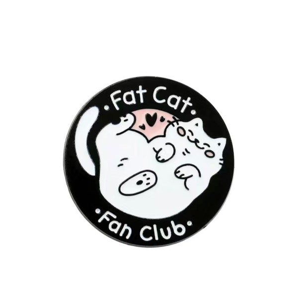 Fat Cat Fan Club Cute Cat Pin Creative Enamel Letter Coin Metal Badge Backpack