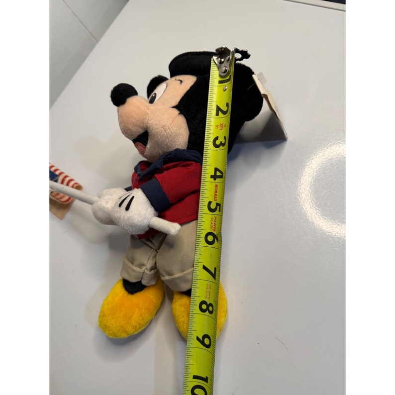 VTG Walt Disney World Mickey Mouse Plush Red White Blue Patriotic Flag Small 9" image 6
