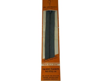 VTG Talon Zipper Slide Fastener Gray Skirt Placket Style 336 9 Inch NOS