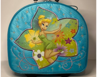 Disney Store Tinkerbell Floral Shimmer Glitter Girls Luggage Trolley Carry On