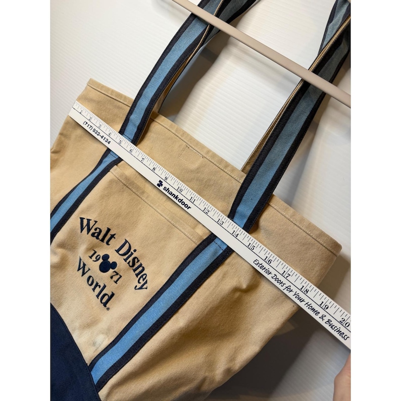 Bolso tote vintage de Disney World, lona color canela, 1971, Mickey Mouse, bolso de playa retro para viajes imagen 7
