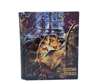 Bedtime Stories Hinged Tin Book Box Staci Stirwood VTG Style Decor 6" Storybook